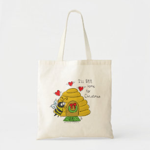 Cute Kerstbee Funny Holiday Cartoon Tote Bag
