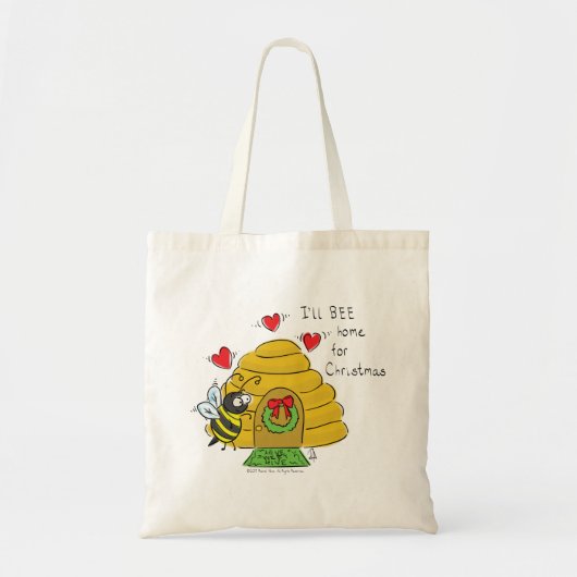 Cute Kerstbee Funny Holiday Cartoon Tote Bag (Voorkant)