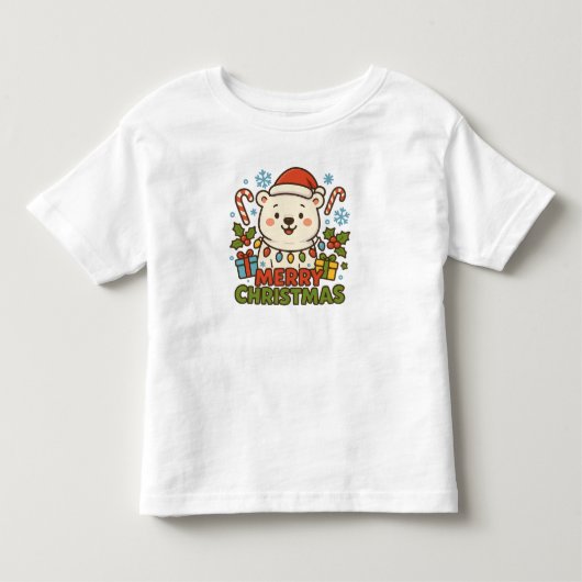 Cute Kerstbeer Illustratie Kinder Shirts (Voorkant)