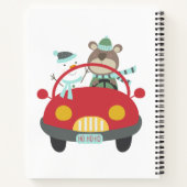 Cute Kerstbeer Sneeuwman Rode Auto Aangepaste Naam Notitieboek (Achterkant)