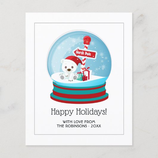 Cute KerstBeer Snow Wereldbol Foto Flyer (Voorkant)
