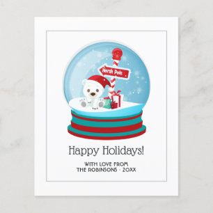 Cute KerstBeer Snow Wereldbol Foto Flyer