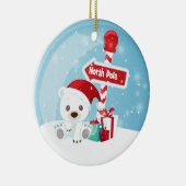 Cute KerstBeer Snow Wereldbol Foto Keramisch Ornament (Rechts)