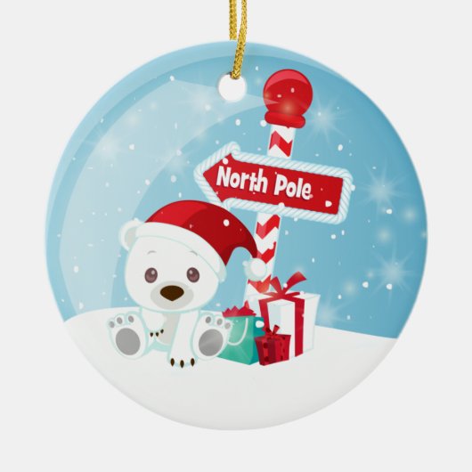 Cute KerstBeer Snow Wereldbol Foto Keramisch Ornament (Voorkant)