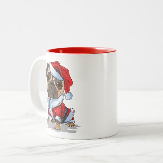Cute Kerstbeker Santa Suit Tweekleurige Koffiemok (Voorkant links)