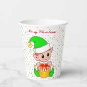 Cute-kerstbekertjes voor elf en Confetti papier Papieren Bekers (Voorkant)