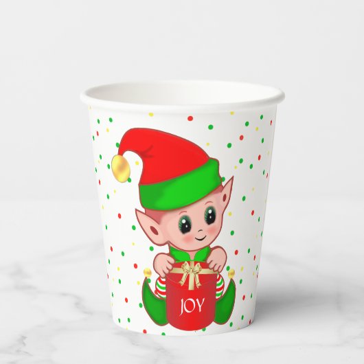 Cute-kerstbekertjes voor elf en Confetti papier Papieren Bekers (Achterkant)