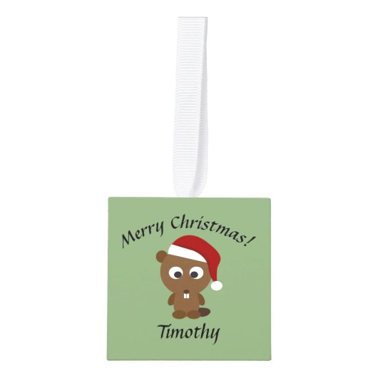 Cute Kerstbever Ornament (Voorkant)