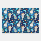 Cute Kerstblauw Scandinavian Gnomes Inpakpapier Vel (Voorkant 2)