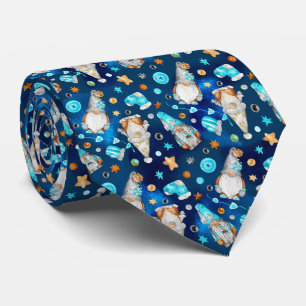 Cute Kerstblauw Scandinavian Gnomes Stropdas