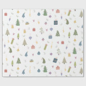 Cute kerstbomen Cadeaus Ornamenten Pattern Cadeaupapier (Vlak)