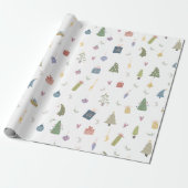 Cute kerstbomen Cadeaus Ornamenten Pattern Cadeaupapier (Uitgerold)