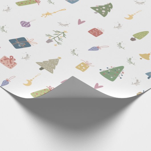 Cute kerstbomen Cadeaus Ornamenten Pattern Cadeaupapier (Hoek)
