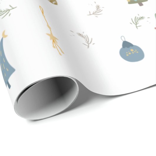 Cute kerstbomen Cadeaus Ornamenten Pattern Cadeaupapier (Rol Hoek)
