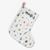 Cute kerstbomen Cadeaus Ornamenten Pattern Grote Kerstsok (Voorkant (Hangend))