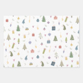 Cute kerstbomen Cadeaus Ornamenten Pattern Inpakpapier Vel (Voorkant)