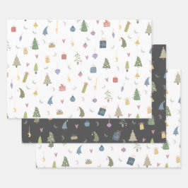 Cute kerstbomen Cadeaus Ornamenten Pattern Inpakpapier Vel