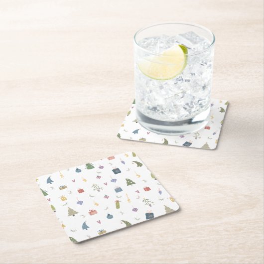 Cute kerstbomen Cadeaus Ornamenten Pattern Kartonnen Onderzetters (Insitu)