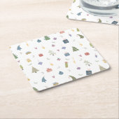 Cute kerstbomen Cadeaus Ornamenten Pattern Kartonnen Onderzetters (Schuin)