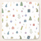 Cute kerstbomen Cadeaus Ornamenten Pattern Kartonnen Onderzetters (Voorkant)