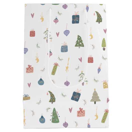 Cute kerstbomen Cadeaus Ornamenten Pattern Medium Cadeauzakje (Achterkant)