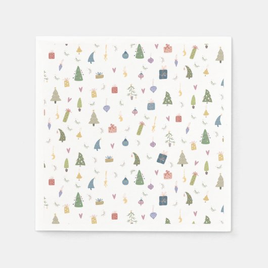 Cute kerstbomen Cadeaus Ornamenten Pattern Servet (Voorkant)