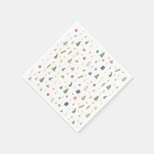 Cute kerstbomen Cadeaus Ornamenten Pattern Servet (Hoek)
