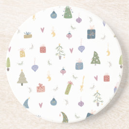 Cute kerstbomen Cadeaus Ornamenten Pattern Zandsteen Onderzetter