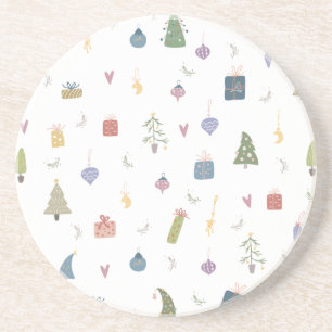 Cute kerstbomen Cadeaus Ornamenten Pattern Zandsteen Onderzetter