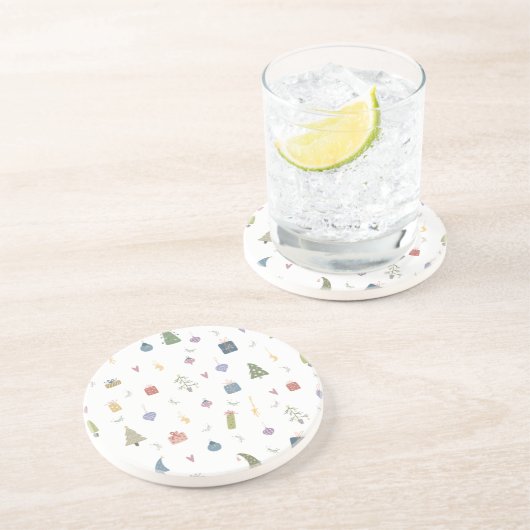 Cute kerstbomen Cadeaus Ornamenten Pattern Zandsteen Onderzetter (Zijkant)