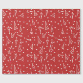 Cute kerstbomen Holiday Pattern Red Cadeaupapier (Vlak)