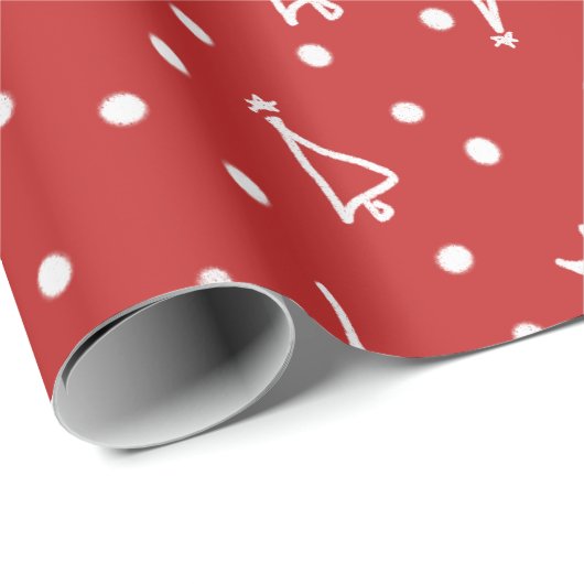 Cute kerstbomen Holiday Pattern Red Cadeaupapier (Rol Hoek)