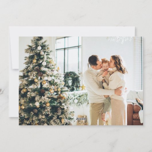 Cute Kerstbomen Red Green Boho Vier Foto Feestdagenkaart (Achterkant)