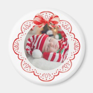 Cute Kerstboog Pasgeboren Baby Fotomagneet Magneet