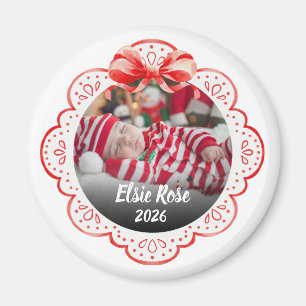 Cute Kerstboog Pasgeboren Baby Fotomagneet Magneet