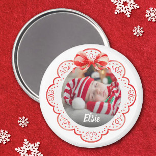 Cute Kerstboog Pasgeboren Baby Fotomagneet Magneet