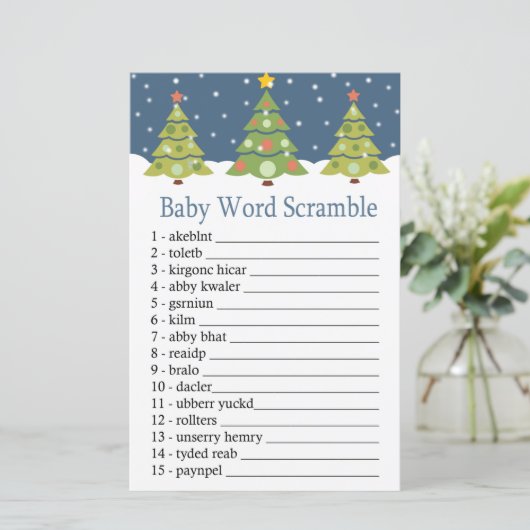 Cute kerstboom Baby word scramble game (Staand voorkant)