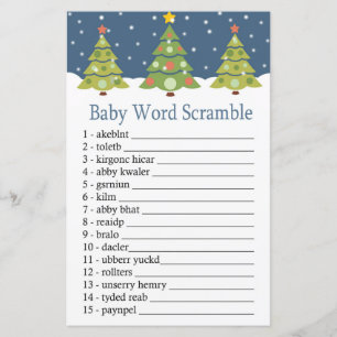 Cute kerstboom Baby word scramble game