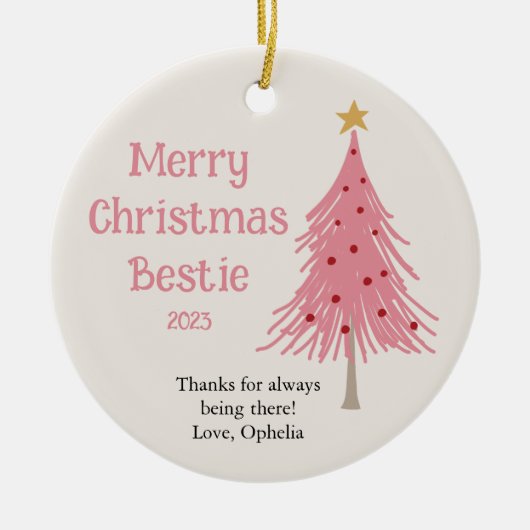 Cute Kerstboom Blush Roze Keramisch Ornament (Voorkant)