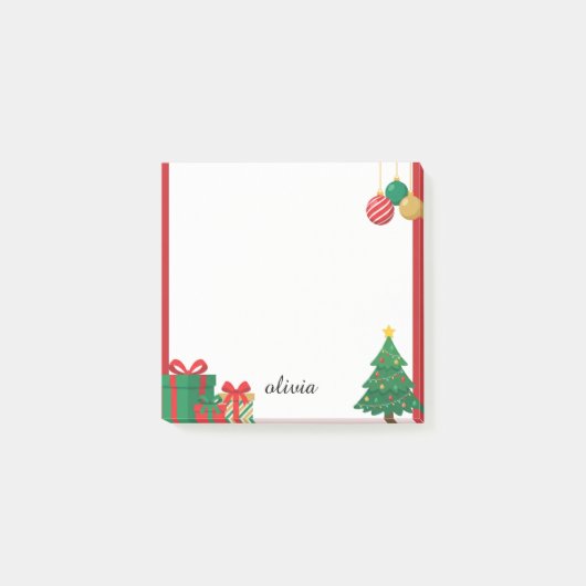 Cute Kerstboom & Cadeau Post-it® Notes (Voorkant)