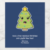 Cute kerstboom Funny Pun Navy Wijn Etiket (Enkel label)