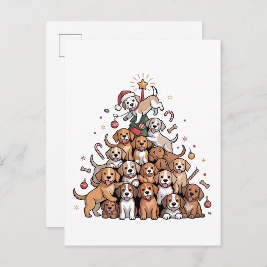Cute Kerstboom Hond Kerstboom Puppy Uitnodiging Briefkaart (Voorkant / Achterkant)