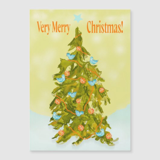 Cute Kerstboom met Blauwe Vogels (Voorkant)