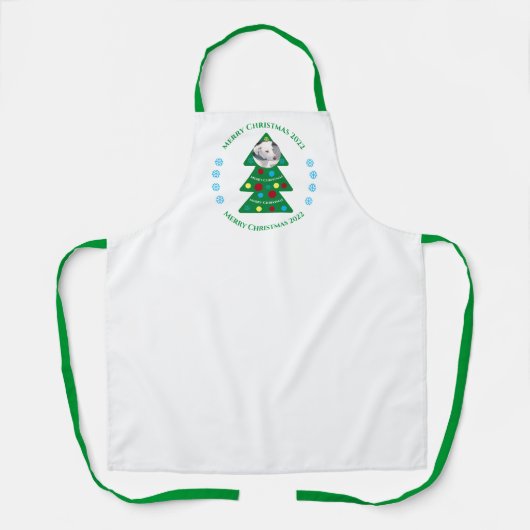 Cute Kerstboom met Hond Holiday Wit Schort (Voorkant)