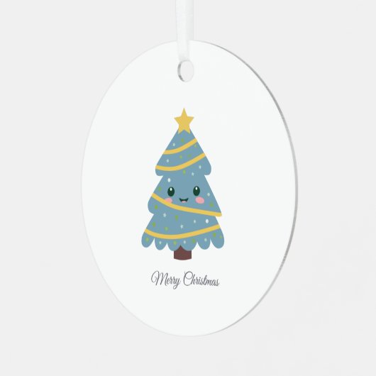 Cute kerstboom Metal Ornament (Voorkant links)