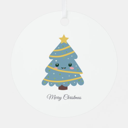 Cute kerstboom Metal Ornament (Achterkant)