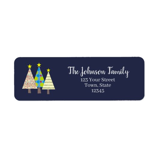 Cute Kerstboom Retouradres Etiket (Voorkant)