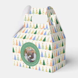 Cute Kerstboom Rood Groen Familie Aangepaste Foto Bedankdoosjes