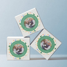 Cute Kerstboom Rood Groen Familie Aangepaste Foto
