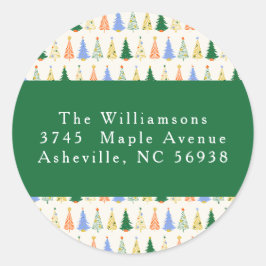 Cute Kerstboom Rood Groen Retouradres Ronde Sticker